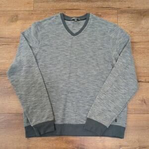 VTG Ike By Ike Behar Men's Large Thermal Shirt V-Neck Gray Two Toned Y2K